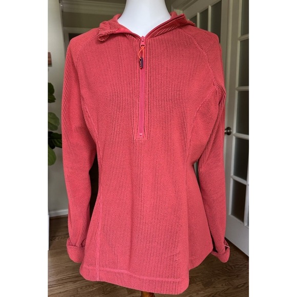 Zella Bright Orange Textured 1/2 Zip Pullover Hoodie Jacket L - Picture 1 of 7